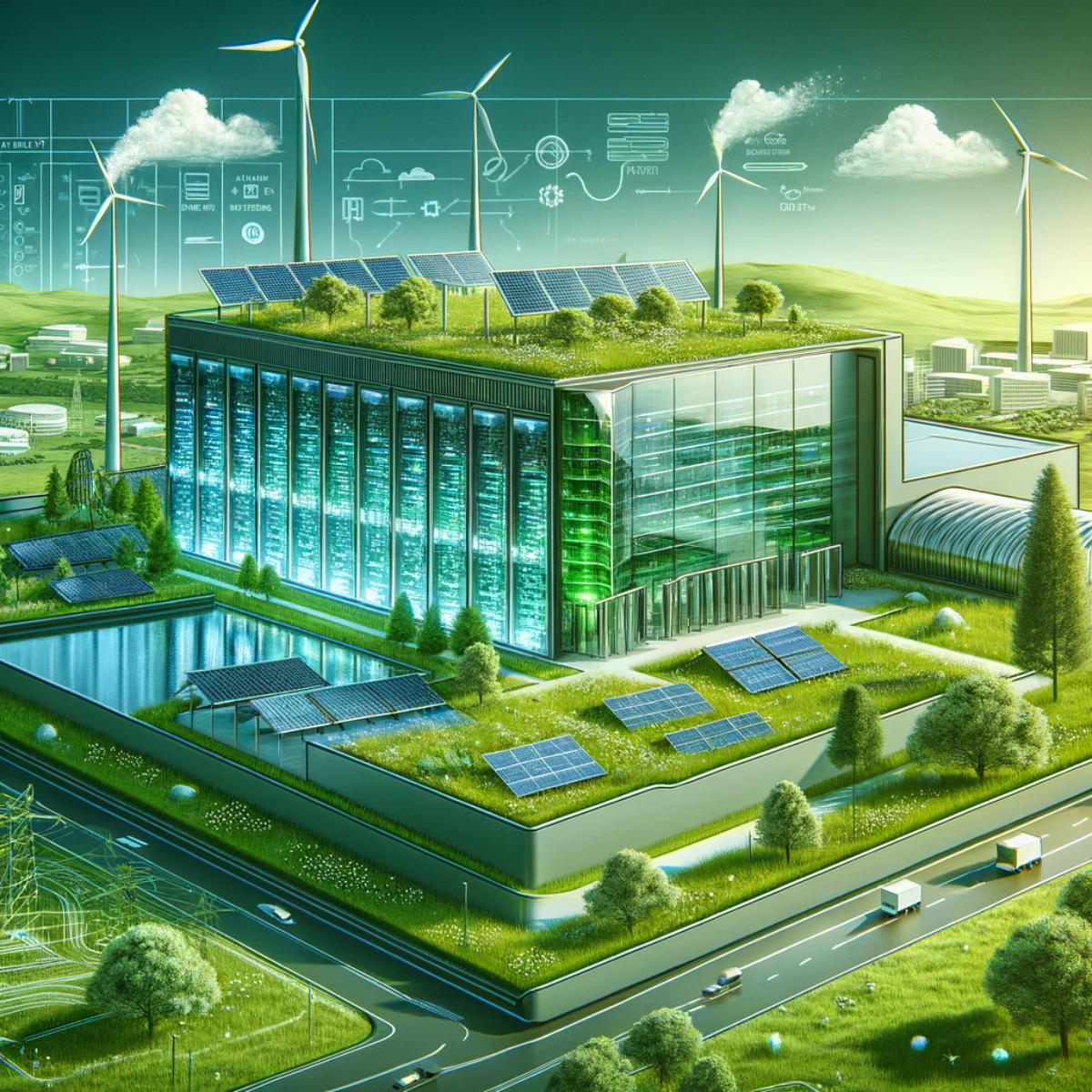 Energy-efficient green data center using sustainable power sources