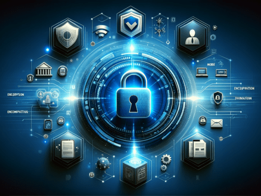 Eye-catching graphic illustrating the essential features to seek in Virtual Data Room software, detailed by DALL·E on 2024-05-10 at 23.39.30